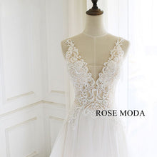 Load image into Gallery viewer, Rosemoda-elegant-lace-illusion-a-line-wedding-dress-d.jpg
