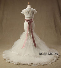 Load image into Gallery viewer, Rosemoda-mermaid-wedding-dress-with-removable-bolero-d.jpg