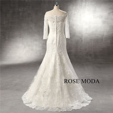 Load image into Gallery viewer, Rosemoda-off-the-shoulder-lace-mermaid-wedding-dress-d.jpg