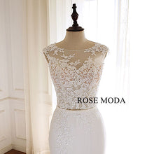 Load image into Gallery viewer, Rosemoda-sheath-lace-crepe-mermaid-wedding-dress-d.jpg