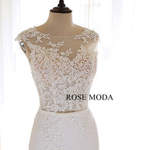 Load image into Gallery viewer, Rosemoda-sheath-lace-crepe-mermaid-wedding-dress-e.jpg
