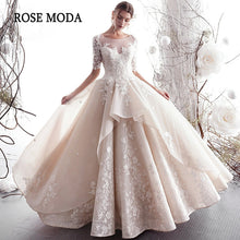 Load image into Gallery viewer, RosemodaLongSleevesLaceWeddingDressDestinationWeddingGownsCustomMakeLaceUpBack-a.jpg