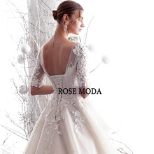 Load image into Gallery viewer, RosemodaLongSleevesLaceWeddingDressDestinationWeddingGownsCustomMakeLaceUpBack-f.jpg