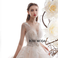 Load image into Gallery viewer, RosemodaLuxuryGlitteringWeddingDressPrincessWeddingBallGownwithLacesLongTrainCustomMake-d.jpg