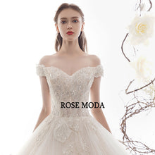 Load image into Gallery viewer, RosemodaLuxuryOffShoulderWeddingDresswithCrystalsLaceUpBackLongTrain-c.jpg