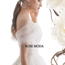 Load image into Gallery viewer, RosemodaLuxuryOfftheShoulderPrincessWeddingBallGownwithLaceTulleWeddingDressLongTrainCustomMake-e.jpg