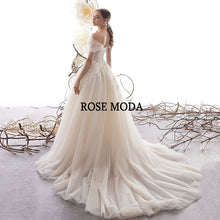 Load image into Gallery viewer, RosemodaOffShoulderLaceWeddingDressLaceUpBackCustomMake-b.jpg