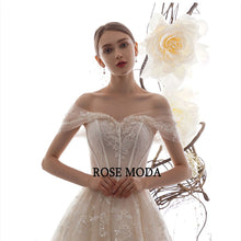 Load image into Gallery viewer, RosemodaOffShoulderLaceWeddingDressLaceUpBackCustomMake-c.jpg