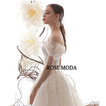 Load image into Gallery viewer, RosemodaOffShoulderLaceWeddingDressLaceUpBackCustomMake-d.jpg