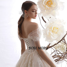 Load image into Gallery viewer, RosemodaOffShoulderLaceWeddingDressLaceUpBackCustomMake-f.jpg