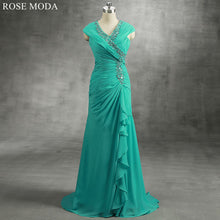 Load image into Gallery viewer, peacock-green-long-chiffon-mother-dress-a.jpg