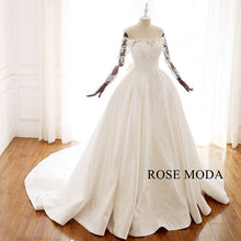 Load image into Gallery viewer, rosemoda-Three-Quarter-sleeve-lace-satin-ball-gown-wedding-dress-b.jpg