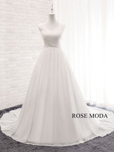 Load image into Gallery viewer, rosemoda-V-neckline-chiffon-a-line-wedding-dress-a.jpg