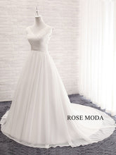 Load image into Gallery viewer, rosemoda-V-neckline-chiffon-a-line-wedding-dress-c.jpg