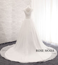 Load image into Gallery viewer, rosemoda-V-neckline-chiffon-a-line-wedding-dress-d.jpg