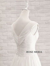 Load image into Gallery viewer, rosemoda-V-neckline-chiffon-a-line-wedding-dress-k.jpg