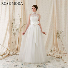 Load image into Gallery viewer, Rosemoda Elegant Halter A Line Wedding Dress with Slight-V Back