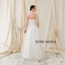 Load image into Gallery viewer, Rosemoda Elegant Halter A Line Wedding Dress with Slight-V Back