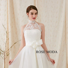 Load image into Gallery viewer, Rosemoda Elegant Halter A Line Wedding Dress with Slight-V Back