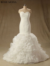 Load image into Gallery viewer, rosemoda-asymmetrical-draped-ruffled-organza-mermaid-wedding-dress-a.jpg