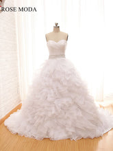 Load image into Gallery viewer, Rosemoda Ruched Organza Ball Gown Wedding Dress with Tiered Tufted Skirt and Delicate Beading Waist