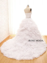 Load image into Gallery viewer, Rosemoda Ruched Organza Ball Gown Wedding Dress with Tiered Tufted Skirt and Delicate Beading Waist