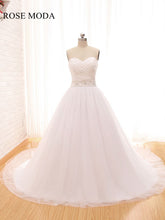 Load image into Gallery viewer, Rosemoda Ruched Bodice Ball Gown Wedding Dress with Delicate Beading at Waist