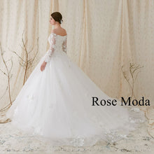 Load image into Gallery viewer, Rosemoda Off-the-shoulder Long Sleeve Ball Gown Wedding Dress