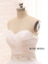 Load image into Gallery viewer, Rosemoda Ruched Bodice Ball Gown Wedding Dress with Delicate Beading at Waist