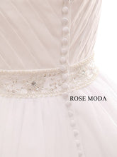 Load image into Gallery viewer, Rosemoda Ruched Bodice Ball Gown Wedding Dress with Delicate Beading at Waist