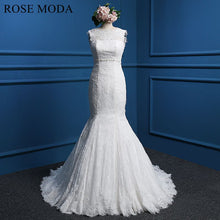 Load image into Gallery viewer, rosemoda-bateau-neck-lace-mermaid-wedding-dress-a.jpg