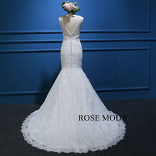 Load image into Gallery viewer, rosemoda-bateau-neck-lace-mermaid-wedding-dress-f.jpg