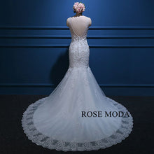 Load image into Gallery viewer, rosemoda-bateau-pearl-lace-mermaid-wedding-dress-c.jpg