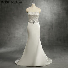 Load image into Gallery viewer, rosemoda-beaded-embroidery-satin-sheath-wedding-dress-a.jpg