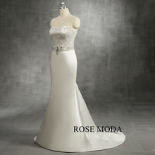Load image into Gallery viewer, rosemoda-beaded-embroidery-satin-sheath-wedding-dress-b.jpg