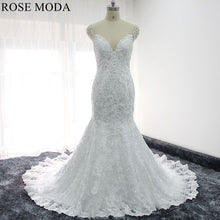 Load image into Gallery viewer, rosemoda-beaded-illusion-back-lace-mermaid-wedding-dress-a.jpg