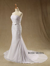 Load image into Gallery viewer, rosemoda-beaded-lace-chiffon-sheath-wedding-dress-b.jpg
