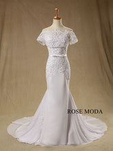 Load image into Gallery viewer, rosemoda-beaded-lace-chiffon-sheath-wedding-dress-d.jpg