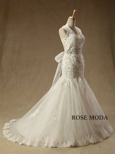 Load image into Gallery viewer, rosemoda-beaded-lace-mermaid-wedding-dress-with-strap-b.jpg