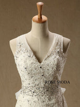 Load image into Gallery viewer, rosemoda-beaded-lace-mermaid-wedding-dress-with-strap-d.jpg