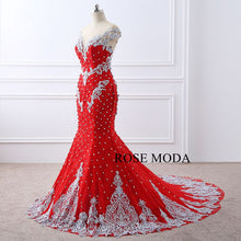Load image into Gallery viewer, rosemoda-beaded-lace-stunning-mermaid-evening-dress-b.jpg