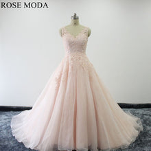 Load image into Gallery viewer, rosemoda-blush-lace-organza-ball-gown-wedding-dress-a.jpg