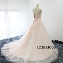 Load image into Gallery viewer, rosemoda-blush-lace-organza-ball-gown-wedding-dress-g.jpg