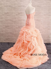 Load image into Gallery viewer, rosemoda-blush-ruffled-organza-wedding-dress-f.jpg
