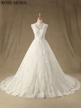 Load image into Gallery viewer, rosemoda-cap-sleeve-chantilly-lace-a-line-wedding-dress-a.jpg