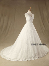 Load image into Gallery viewer, rosemoda-cap-sleeve-chantilly-lace-a-line-wedding-dress-b.jpg