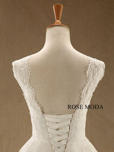 Load image into Gallery viewer, rosemoda-cap-sleeve-chantilly-lace-a-line-wedding-dress-f.jpg