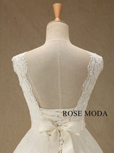 Load image into Gallery viewer, rosemoda-cap-sleeve-chantilly-lace-ball-gown-wedding-dress-f.jpg