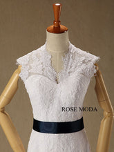 Load image into Gallery viewer, rosemoda-cap-sleeve-chantilly-lace-mermaid-wedding-dress-d.jpg