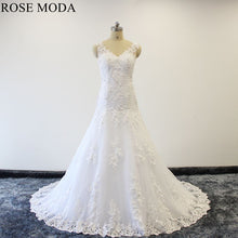 Load image into Gallery viewer, rosemoda-cap-sleeve-crystal-lace-trumpet-wedding-dress-a.jpg